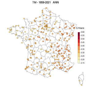 Evolution des températures moyennes annuelles (ANN)