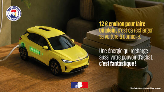 12 € environ pour faire un plein, c'est ça recharger sa voiture à domicile.