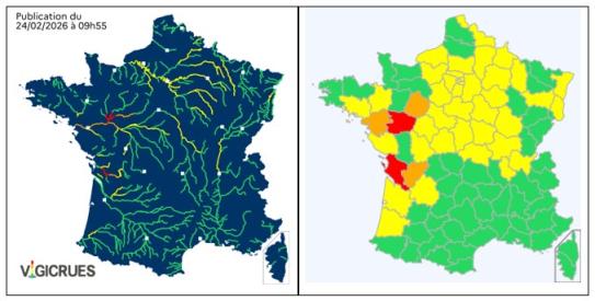 Carte Vigicrues du 24 février 2026